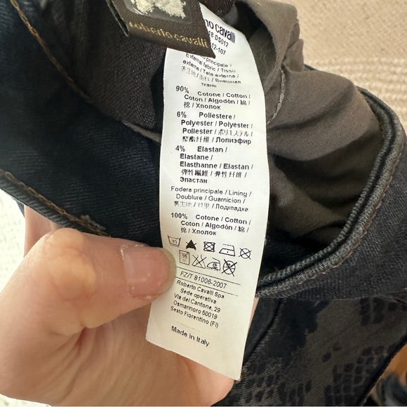 ROBERTO CAVALLI black snakeskin mid rise straight leg jeans 40 - Picture 6 of 11